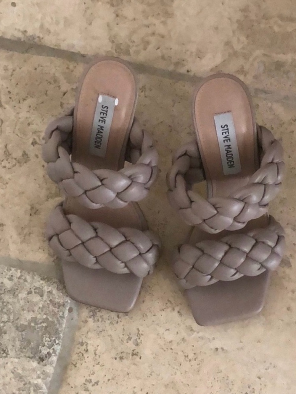 Steve Madden Braided Double-Strap Slide Sandals in Taupe